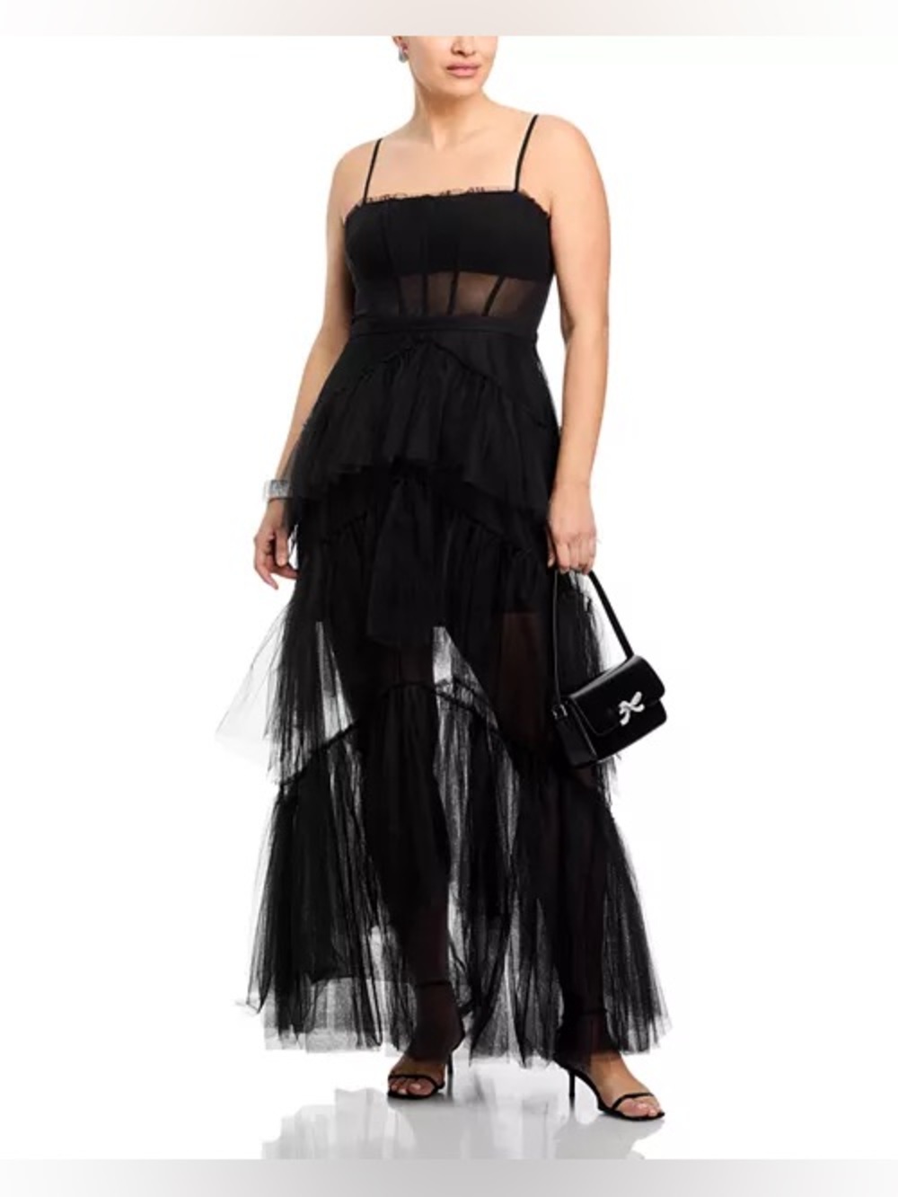 BCBGMAXAZRIA 
Oly Tiered Ruffle Tulle Evening Gown - Picture 16 of 16